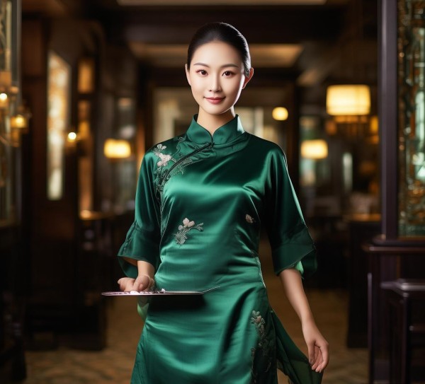 酒店旗袍餐饮服务员，专业与优雅的完美结合