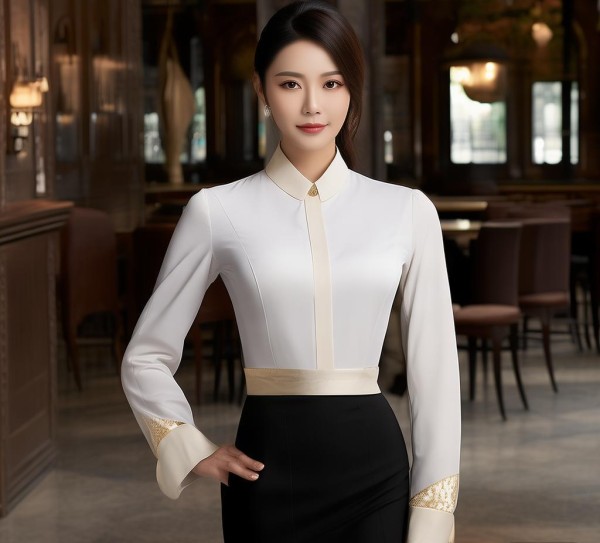 酒店餐饮服务员工作服烫钻，职场必备单品