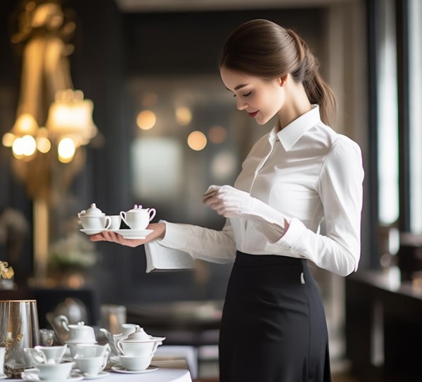 五星酒店服务员上茶礼仪，端庄之韵