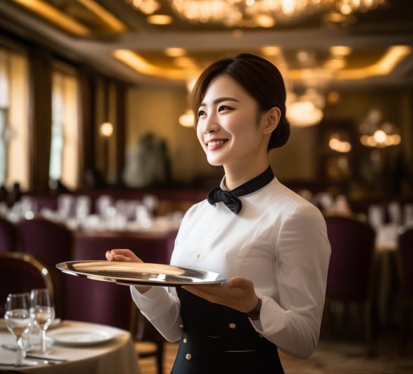 国酒城大酒店的餐饮服务员，服务中的智慧与光芒