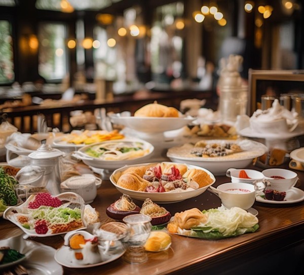 万策酒店的高端餐饮，慢火时令早餐，精致的下午茶，超值的饮品与点心