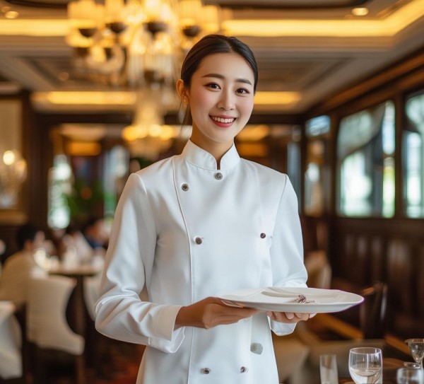 盈海酒店餐饮服务员，服务完美，品质永恒