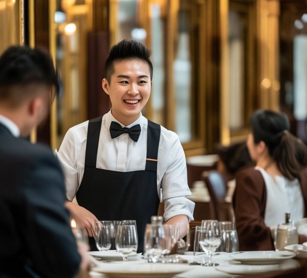 金登豪源大酒店餐饮部服务员，专业与热情，服务品质的提升