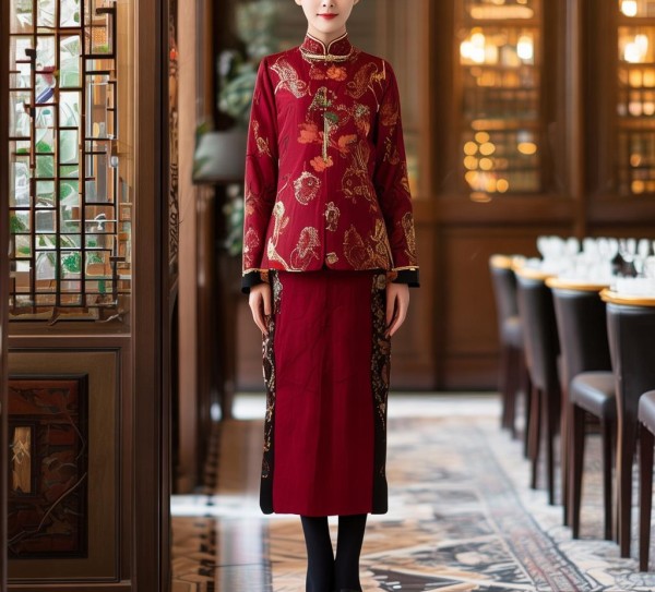 中式餐饮酒店服务员工作服长袖，职业魅力与品质保障的完美结合
