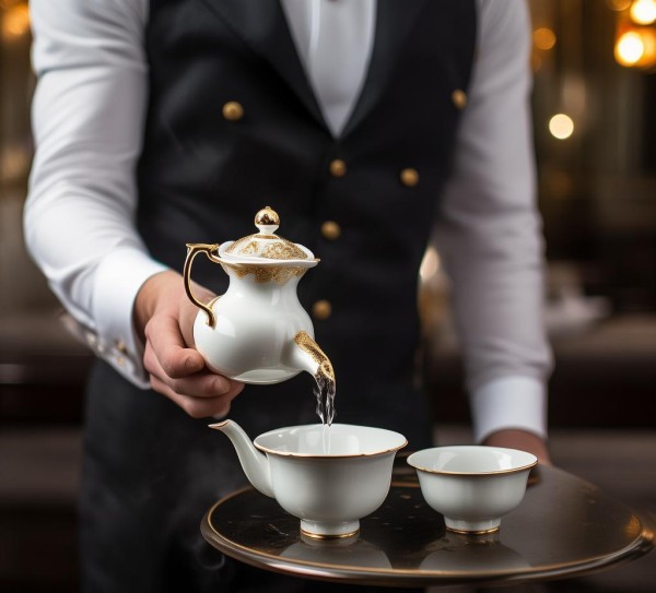 倒碗盖茶，酒店服务员的礼仪之士