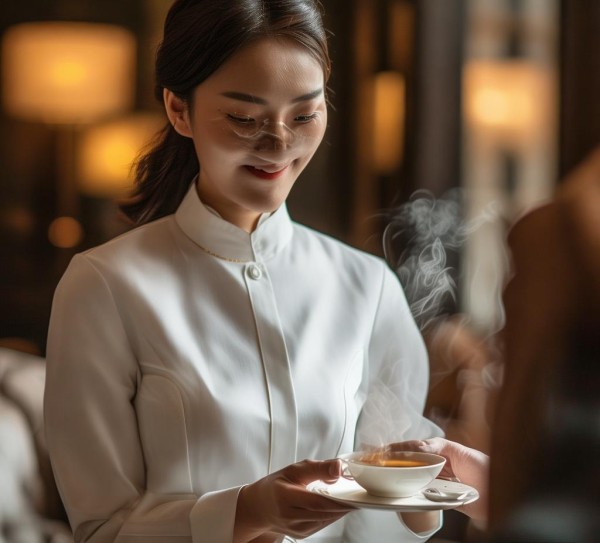 酒店服务员，一杯好茶换一份专业服务