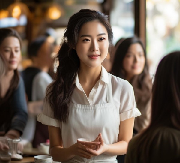 服务员，以礼待客，以情动人
